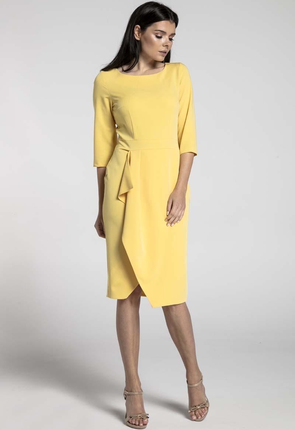 Żółta sukienka Nommo z długim rękawem