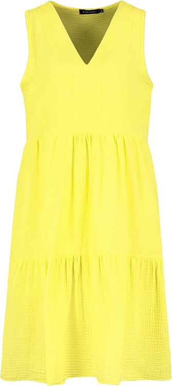 Żółta sukienka SUBLEVEL z bawełny mini bez rękawów