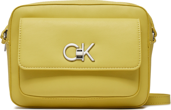 Żółta torebka Calvin Klein matowa w młodzieżowym stylu średnia