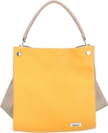 Żółta torebka Chiara Design z breloczkiem w stylu casual na ramię
