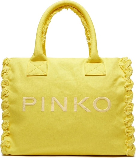 Żółta torebka Pinko duża na ramię matowa