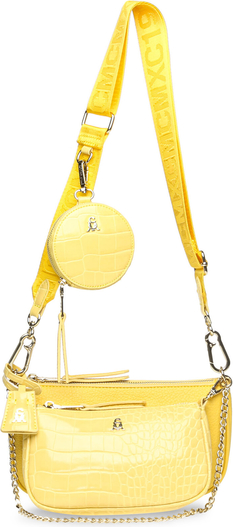 Żółta torebka Steve Madden w młodzieżowym stylu średnia na ramię