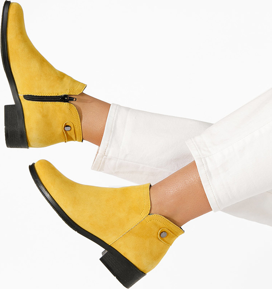 Żółte botki Zapatos ze skóry w stylu casual