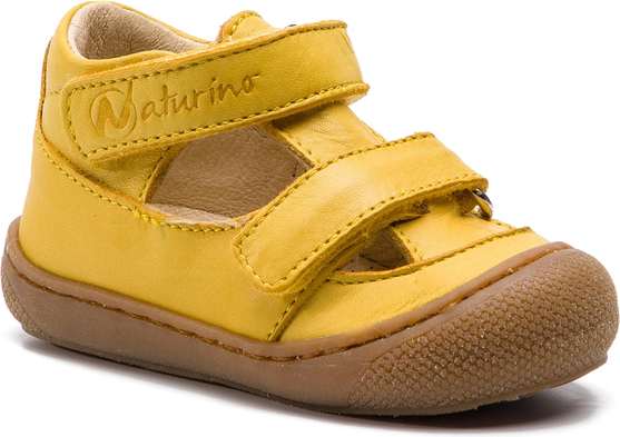 Żółte buciki niemowlęce Naturino na rzepy ze skóry
