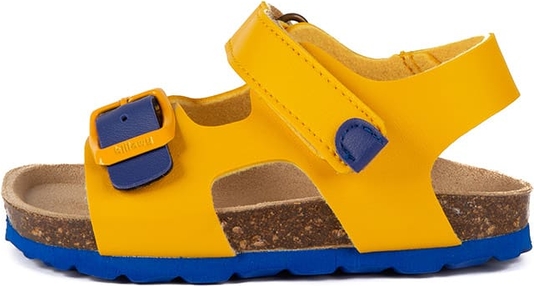 Żółte buty dziecięce letnie Billowy ze skóry na rzepy
