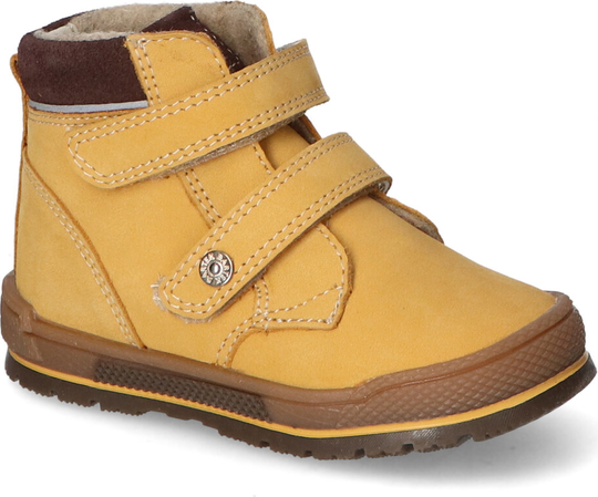 Żółte buty dziecięce zimowe Bartek z nubuku na rzepy