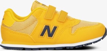 Żółte buty sportowe dziecięce New Balance dla chłopców ze skóry na rzepy