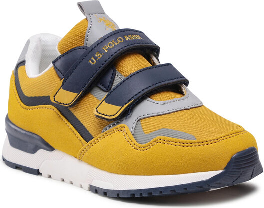 Żółte buty sportowe dziecięce U.S. Polo na rzepy