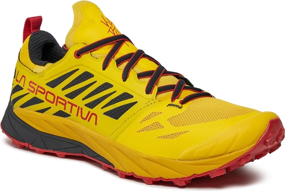 Żółte buty sportowe La Sportiva sznurowane w sportowym stylu
