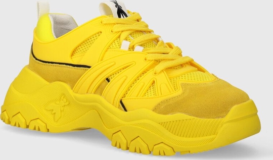 Żółte buty sportowe Patrizia Pepe w sportowym stylu sznurowane na platformie