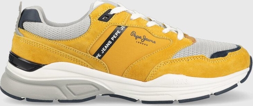 Żółte buty sportowe Pepe Jeans sznurowane w sportowym stylu
