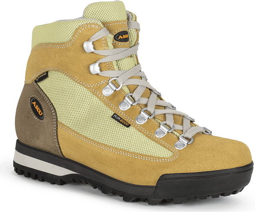 Żółte buty trekkingowe Aku sznurowane z płaską podeszwą
