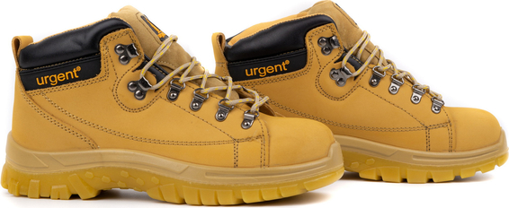 Żółte buty trekkingowe Urgent z nubuku sznurowane