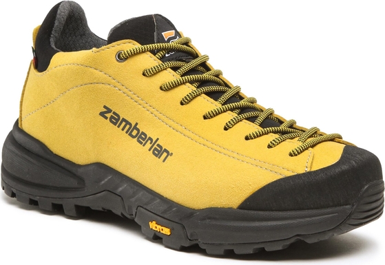 Żółte buty trekkingowe Zamberlan sznurowane z goretexu