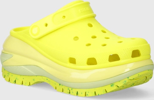 Żółte klapki Crocs na platformie