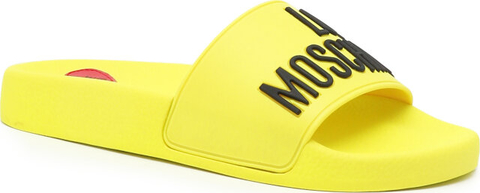 Żółte klapki Love Moschino z płaską podeszwą