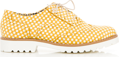 Żółte półbuty Zapato z płaską podeszwą sznurowane w stylu casual
