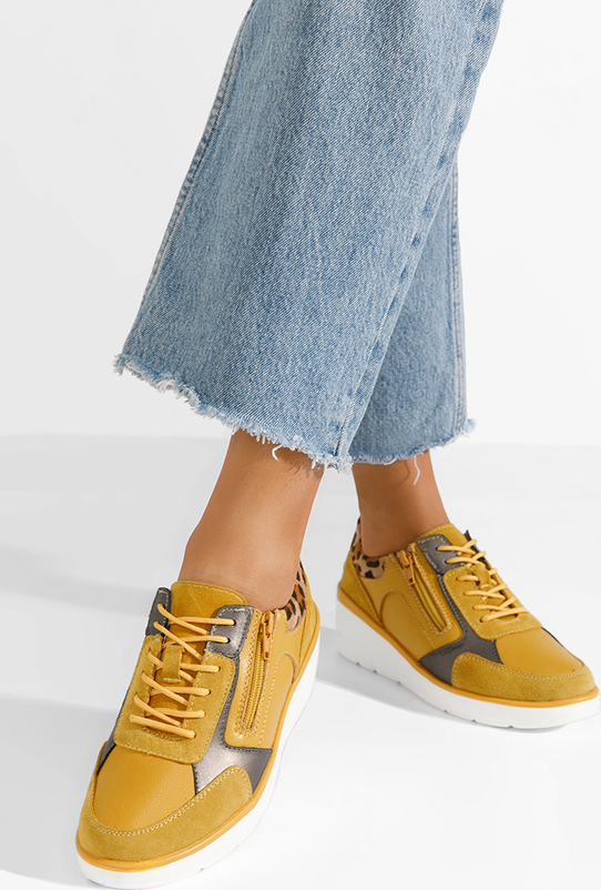 Żółte półbuty Zapatos w stylu casual sznurowane
