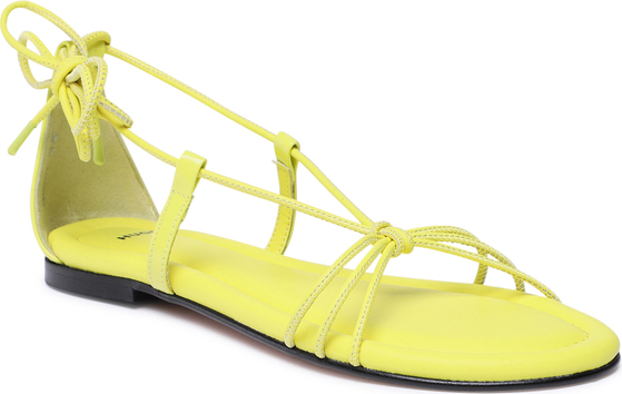 Żółte sandały Hugo Boss z klamrami z płaską podeszwą