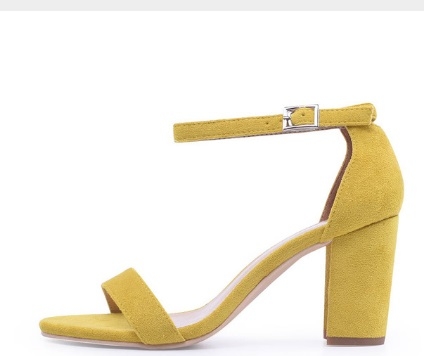 Żółte sandały Yaze na niskim obcasie ze skóry w stylu klasycznym