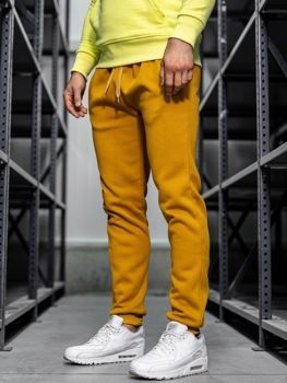 Żółte spodnie sportowe Denley z bawełny w sportowym stylu
