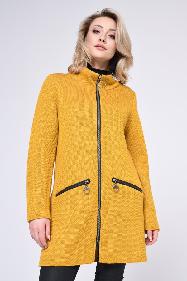 Żółty płaszcz Vitesi z bawełny w stylu casual