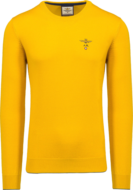 Żółty sweter Aeronautica Militare z wełny w stylu casual