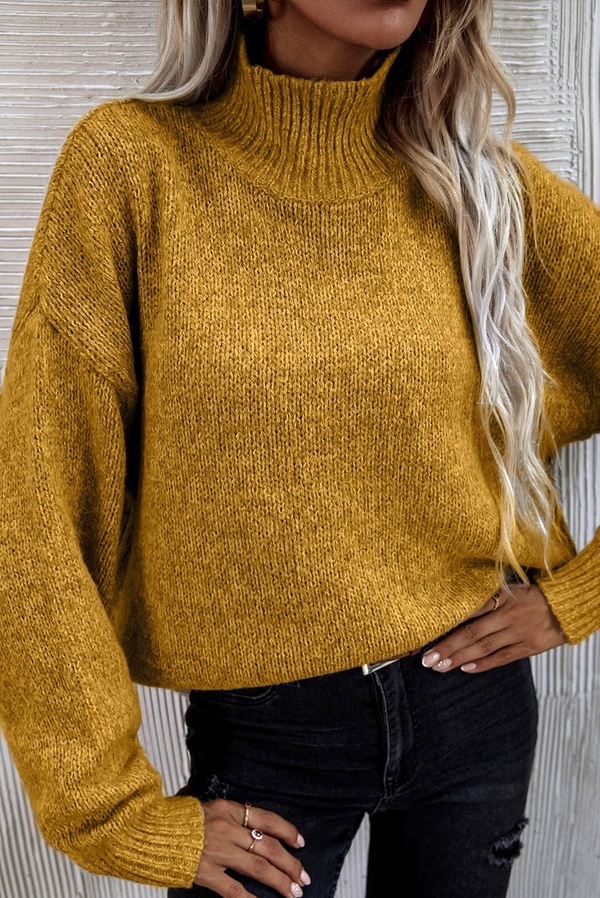 Żółty sweter IVET w stylu casual z dzianiny