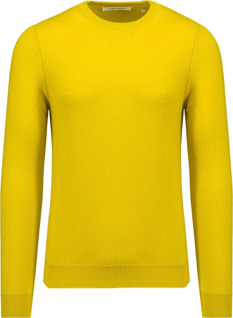 Żółty sweter Lorenzoni z okrągłym dekoltem w stylu casual z kaszmiru