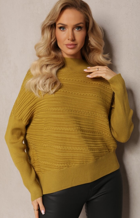 Żółty sweter Renee w stylu casual z wełny