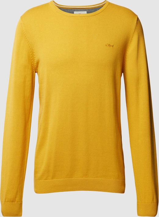 Żółty sweter S.Oliver z okrągłym dekoltem z bawełny w stylu casual