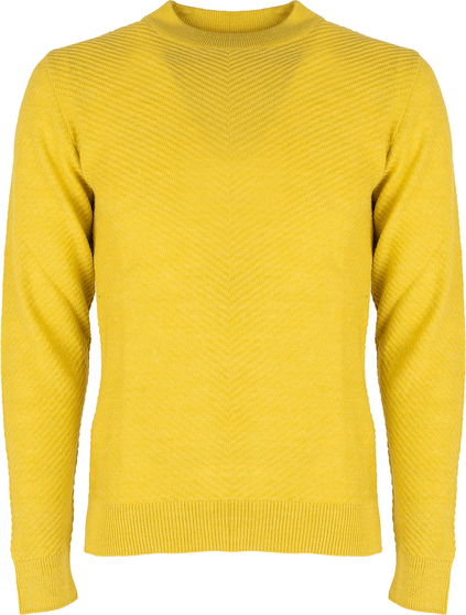 Żółty sweter ubierzsie.com z dzianiny z okrągłym dekoltem