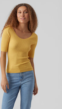 Żółty sweter Vero Moda z okrągłym dekoltem