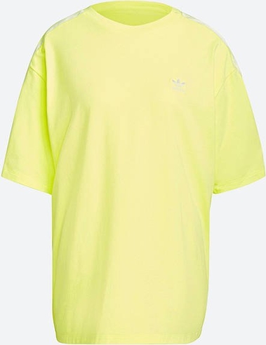 Żółty t-shirt Adidas Originals z krótkim rękawem z okrągłym dekoltem w sportowym stylu