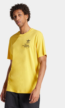 Żółty t-shirt Adidas w sportowym stylu z krótkim rękawem