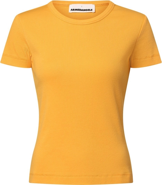 Żółty t-shirt ARMEDANGELS w stylu casual z krótkim rękawem