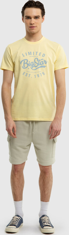 Żółty t-shirt Big Star z krótkim rękawem w młodzieżowym stylu