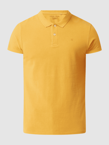 Żółty t-shirt Casual Friday w stylu casual z krótkim rękawem