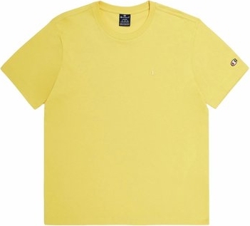 Żółty t-shirt Champion w sportowym stylu z krótkim rękawem z bawełny