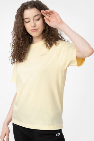 Żółty t-shirt Champion z krótkim rękawem w sportowym stylu z okrągłym dekoltem