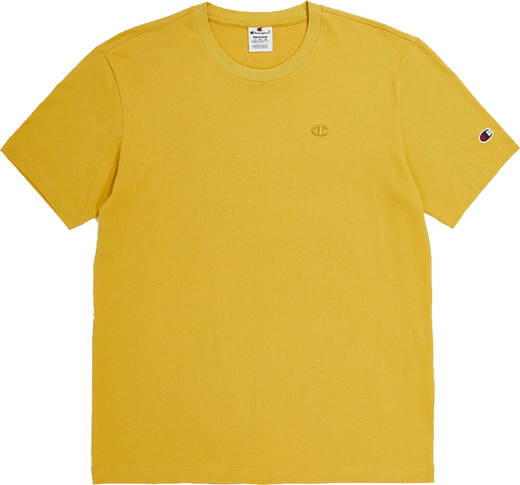 Żółty t-shirt Champion z okrągłym dekoltem z krótkim rękawem w stylu klasycznym