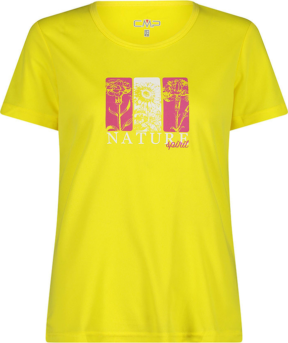 Żółty t-shirt CMP z okrągłym dekoltem z krótkim rękawem