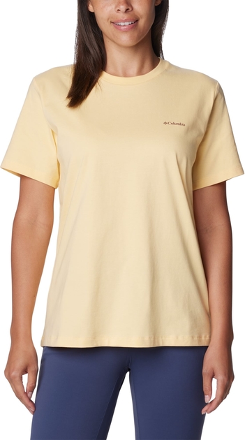 Żółty t-shirt Columbia z bawełny