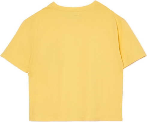 Żółty t-shirt Cropp z okrągłym dekoltem z bawełny z krótkim rękawem