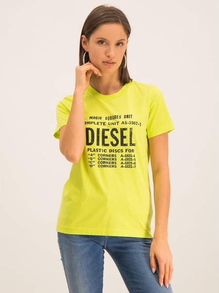 Żółty t-shirt Diesel z krótkim rękawem
