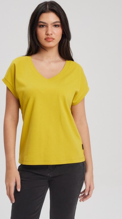 Żółty t-shirt Diverse w stylu casual