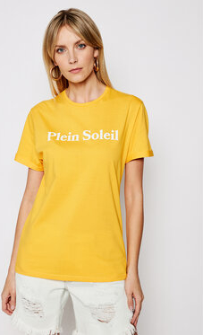Żółty t-shirt Drivemebikini z krótkim rękawem