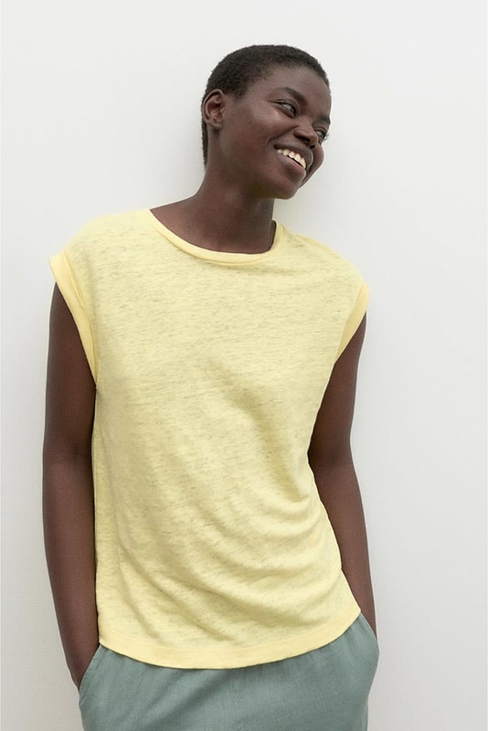 Żółty t-shirt Ecoalf z okrągłym dekoltem