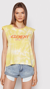 Żółty t-shirt Element z okrągłym dekoltem z krótkim rękawem w młodzieżowym stylu