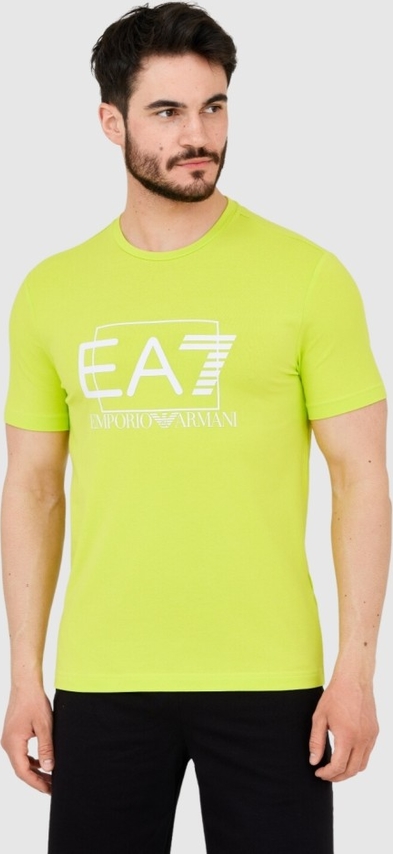 Żółty t-shirt Emporio Armani w młodzieżowym stylu
